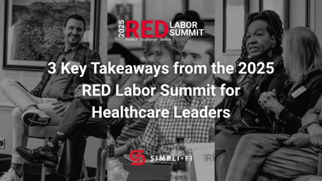 3 Key Takeaways from the 2025 RED Labor Summit for Healthcare Leaders Blog banner with 2025 healthcare leader attendees